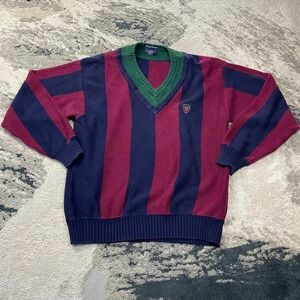 Vintage Gant Hand Framed Sweater Sz XL Maroon Navy Blue Old Money Luxes